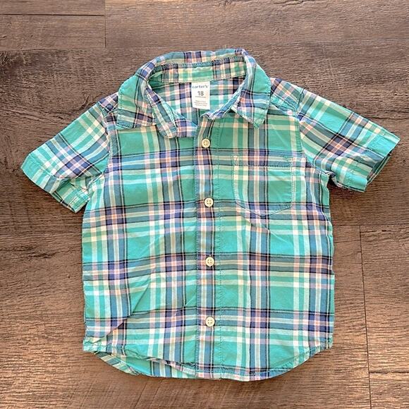Carter’s/Osh Kosh B’gosh 18 Month BUNDLE (2) Plaid Button Down Shirts - Picture 2 of 12